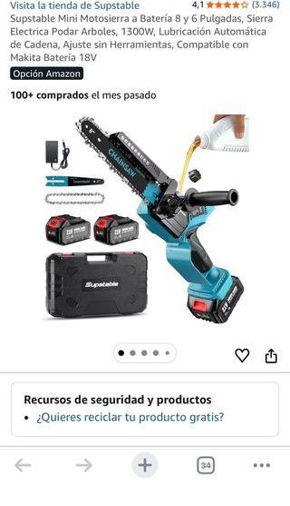 Motosierra Eléctrica Supstable 8/6 Pulgadas