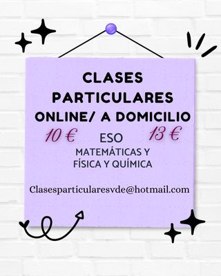 Clases particulares ESO Matemáticas y Fís.Quím.