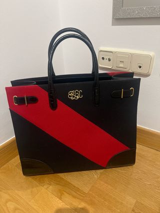 Bolso Tote Ralph Lauren Negro y Rojo