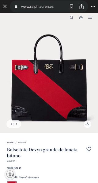 Bolso Tote Ralph Lauren Negro y Rojo