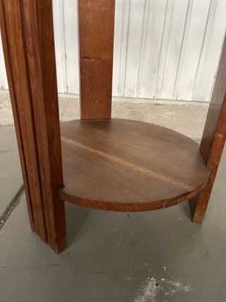 Mesa redonda cristal y madera