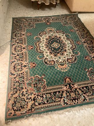 Alfombra estilo persa verde y multicolor