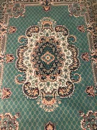 Alfombra estilo persa verde y multicolor