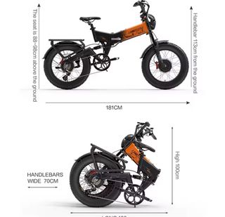 Bicicleta Eléctrica Fat Bike Naranja/Negra