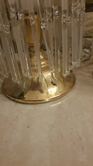 2 Lampade da Tavolo Dorate in Cristallo