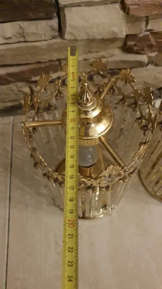 2 Lampade da Tavolo Dorate in Cristallo