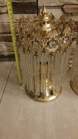 2 Lampade da Tavolo Dorate in Cristallo