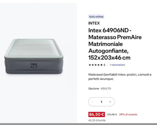 Materasso gonfiabile Intex PremAire matrimoniale