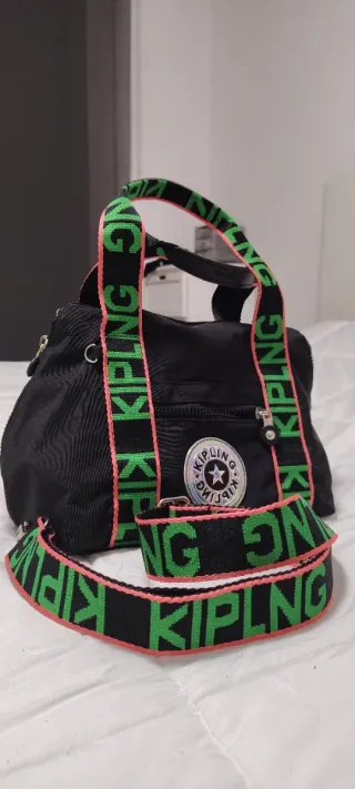 Bolso Kipling Negro Multicolor Seminuevo