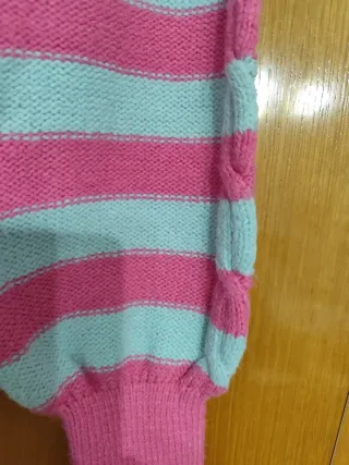 Jersey de punto rayas rosa y turquesa
