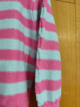 Jersey de punto rayas rosa y turquesa