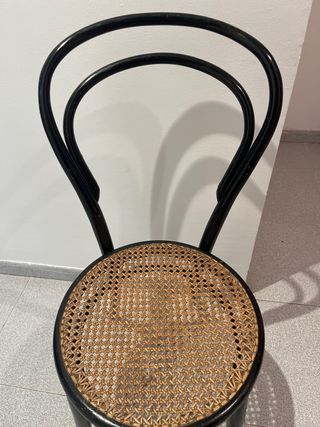 Silla Vintage Ratán Negra