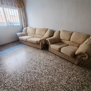 Sofá 3+2 plazas beige tela