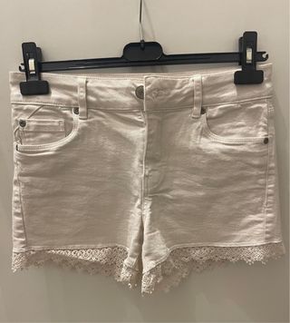 Shorts jeans bianchi con pizzo tg 40