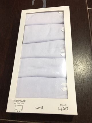 Pack 5 bragas algodón Unit Talla L/40 Nuevas