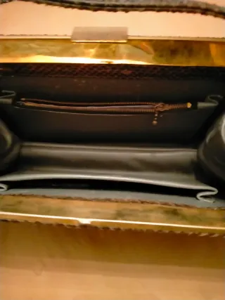 Borsa vintage rettile marrone e oro