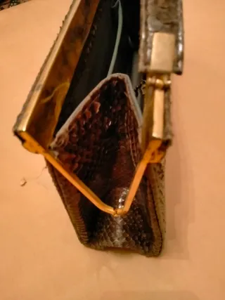Borsa vintage rettile marrone e oro