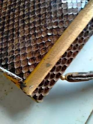 Borsa vintage rettile marrone e oro