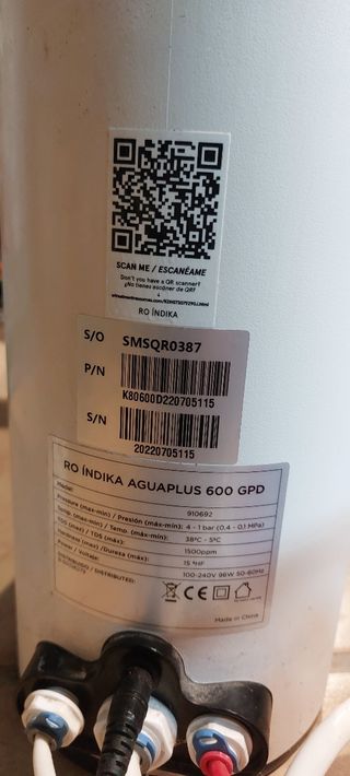 Osmosis RO Índika Agua plus 600 GPD