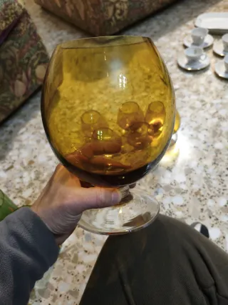 Juego 6 copas ámbar estilo retro