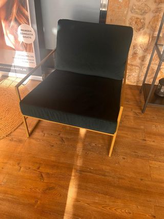 Sillón Sklum Terciopelo Verde y Dorado