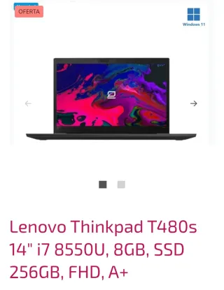 Lenovo Thinkpad T480s 14 i7 8550U 8GB 256GB