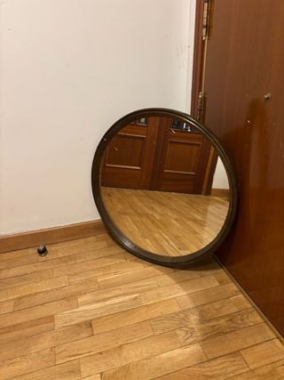 Espejo Redondo Madera y Cristal