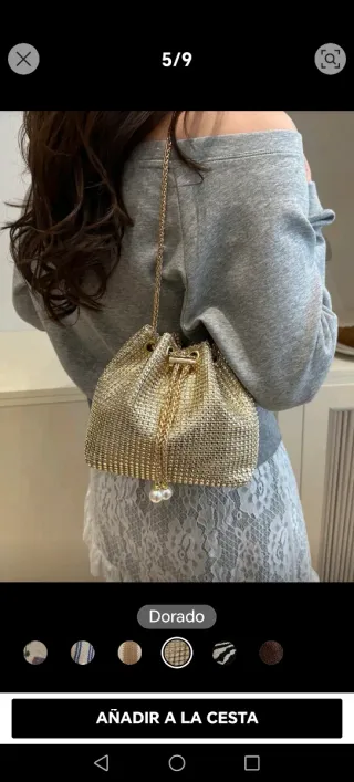 Bolso de fiesta dorado con perlas