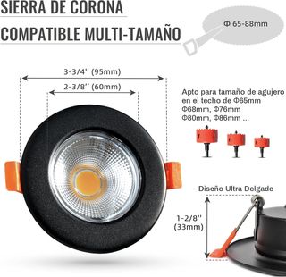 6 faretti LED da incasso neri 10 W 3000K 850 lm