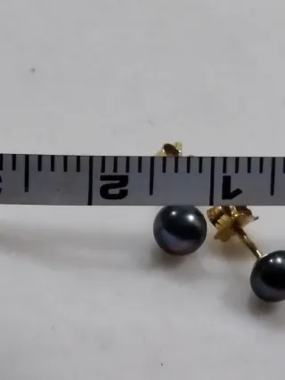 Pendientes Oro 9k Perlas Tahití Negras