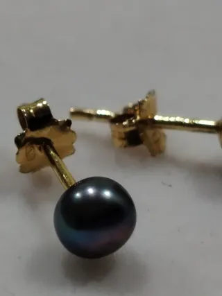 Pendientes Oro 9k Perlas Tahití Negras
