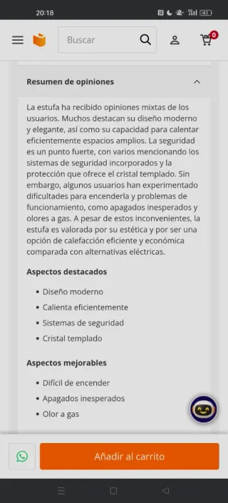 Estufa de gas Orbegozo  Modelo HBF100