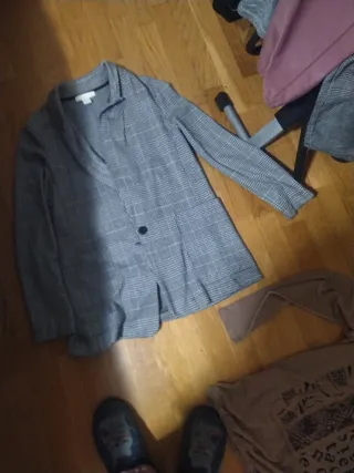 Americana cuadros gris talla L