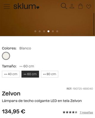 Lámpara moderna colgante tela 60cm