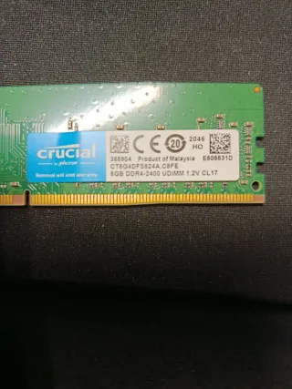 Memoria RAM Crucial 8GB DDR4 2400MHz 17 latencia