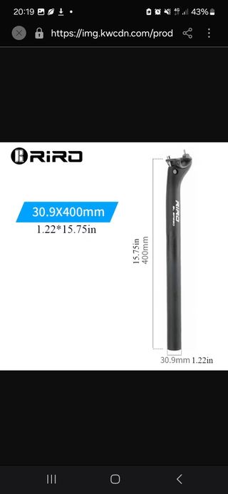 Tubo sillín carbono RIRÓ 30.9x400mm