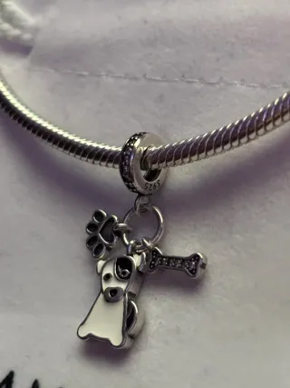 Charm triple plata Perro Huella y Hueso