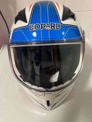 Casco Moto Maxxis Leopard Blanco Azul