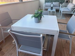 Mesa extensible aluminio Sklum blanca