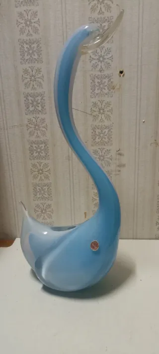Cigno Murano Vetro Azzurro cm.42