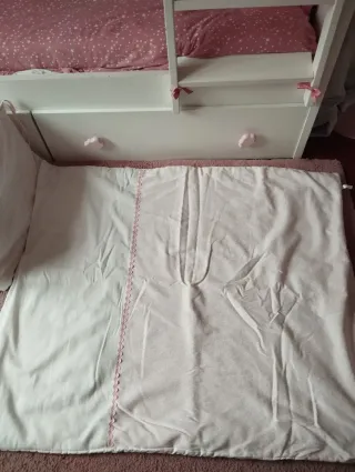 Chichonera y edredón cuna algodón rosa