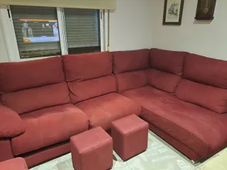 Sofá Chaiselongue y Sillón Relax Rojo