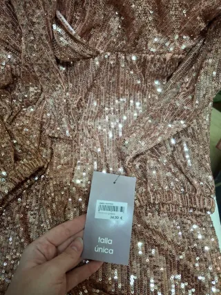 Vestido lentejuelas dorado/rosa