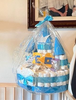 Tarta de pañales castillo azul