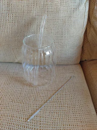 4 Vasos forma de Nube de Cristal con Pajita 500ml