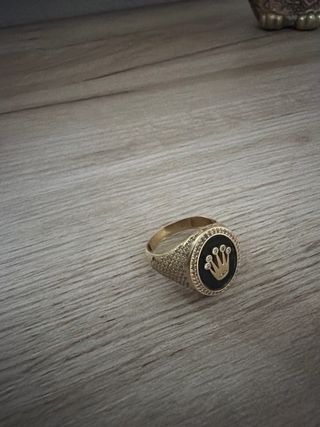 Anillo Sello Oro Corona Diamantes