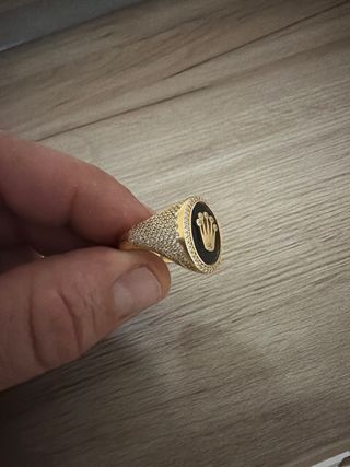 Anillo Sello Oro Corona Diamantes