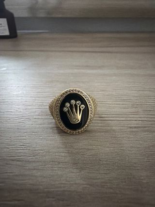 Anillo Sello Oro Corona Diamantes