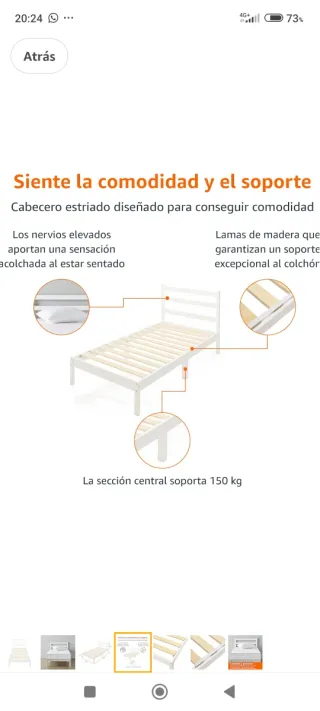Cama individual de 90 cm