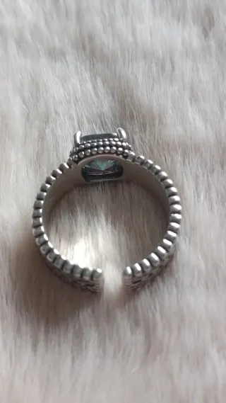 Anillo Plata 925 Ajustable Piedra Multicolor